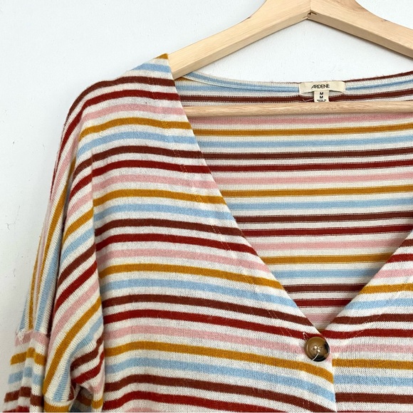 4/$20 ARDENE M Striped V-Neck Cardigan Long Sleeve Sweater Twist Front - Picture 2 of 10